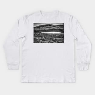 Mesa Arch Sunrise in Black and White Kids Long Sleeve T-Shirt